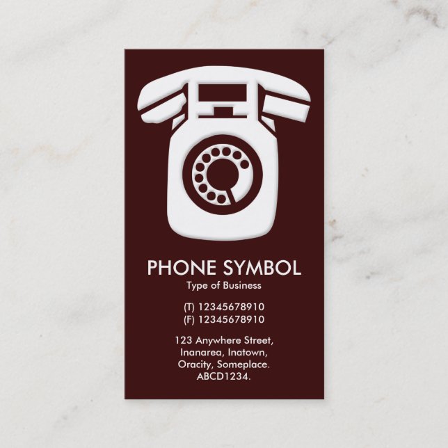 Phone Symbol - Dark Brown (330000) Business Card (Front)