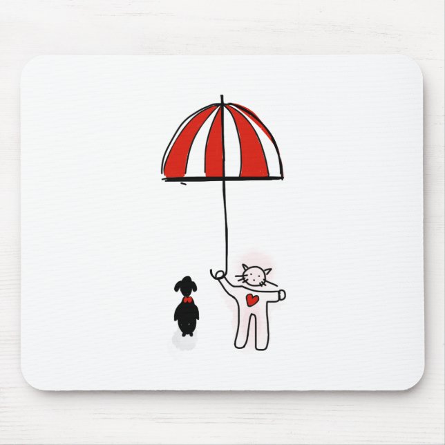 Phone Wallpaper Cat Dog Umbrella Dog Mouse Pad (Front)
