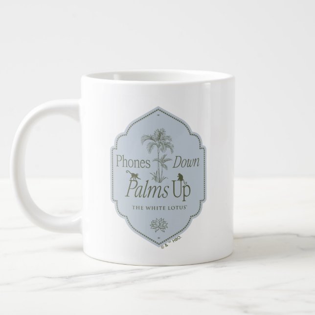 Phones Down, Palms Up - The White Lotus Large Coffee Mug (Left)