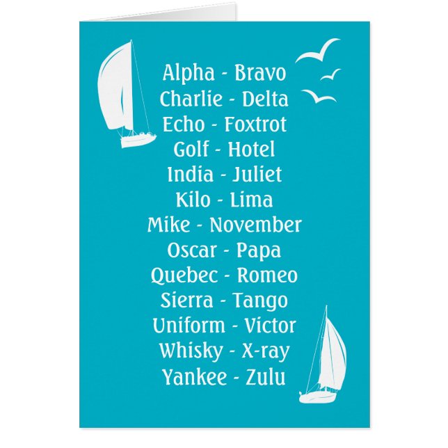 Phonetic Alphabet Blue Ships Captain Boating (Front)