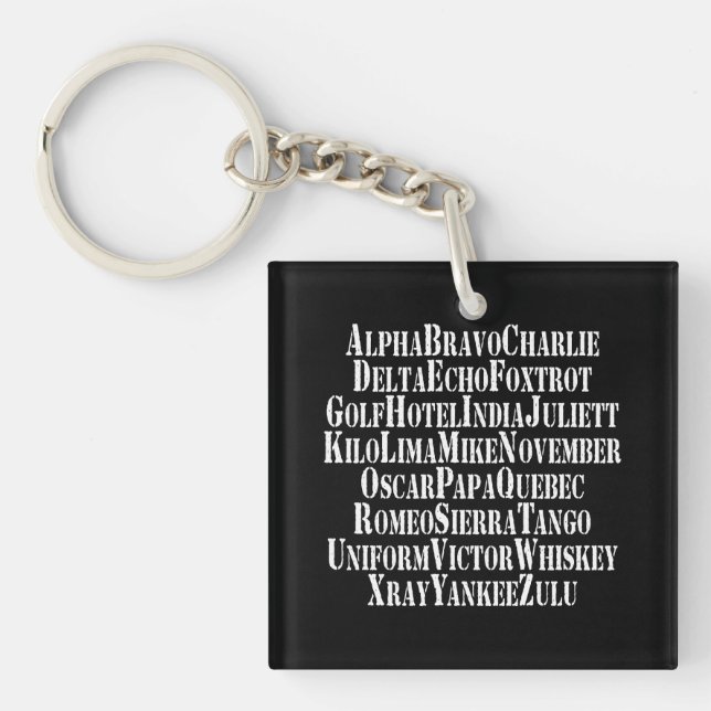 PHONETIC ALPHABET / CODE WORDS KEYCHAIN (Front)