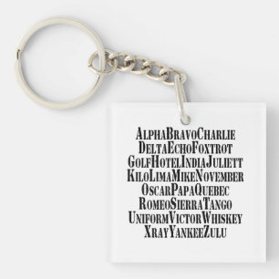 PHONETIC ALPHABET / CODE WORDS KEYCHAIN
