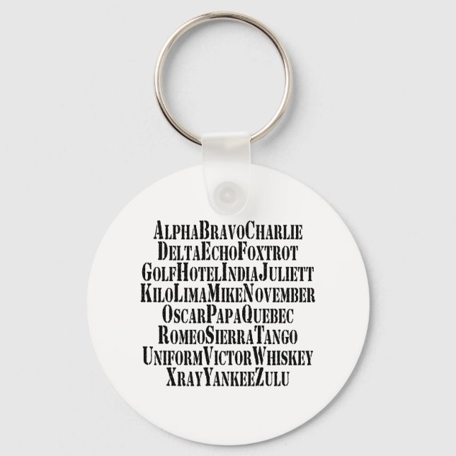PHONETIC ALPHABET / CODE WORDS KEYCHAIN (Front)