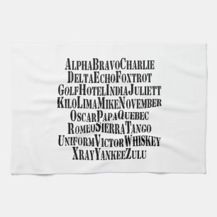 PHONETIC ALPHABET / CODE WORDS KITCHEN TOWEL