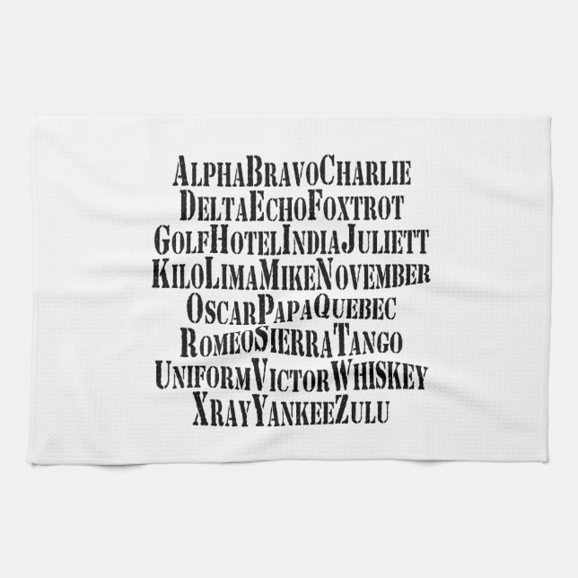PHONETIC ALPHABET / CODE WORDS KITCHEN TOWEL (Horizontal)
