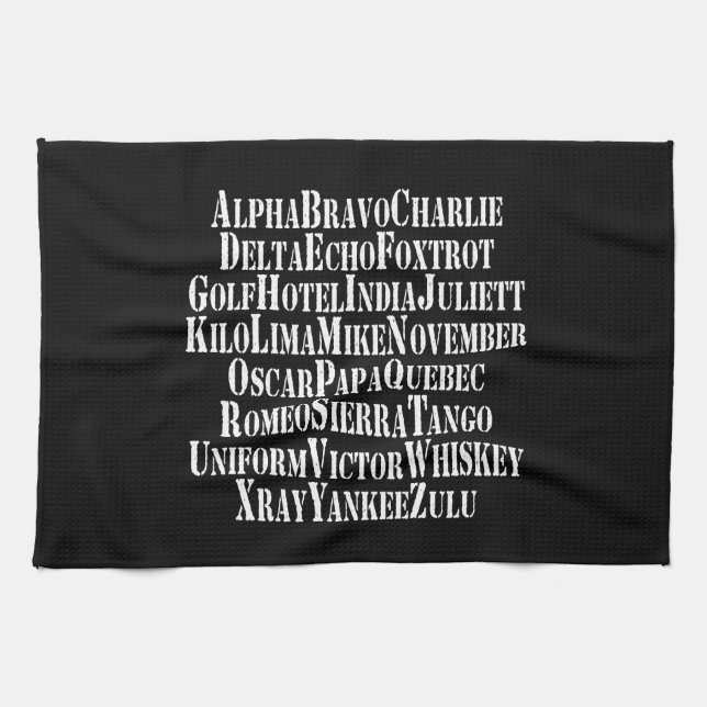 PHONETIC ALPHABET / CODE WORDS KITCHEN TOWEL (Horizontal)