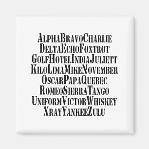 PHONETIC ALPHABET / CODE WORDS MAGNET