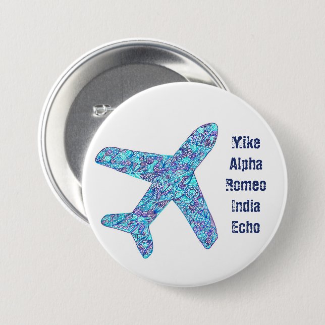 Phonetic Alphabet Personalized Airplane Button (Front & Back)