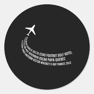 Phonetic Alphabet Pilot Airplane Classic Round Sticker