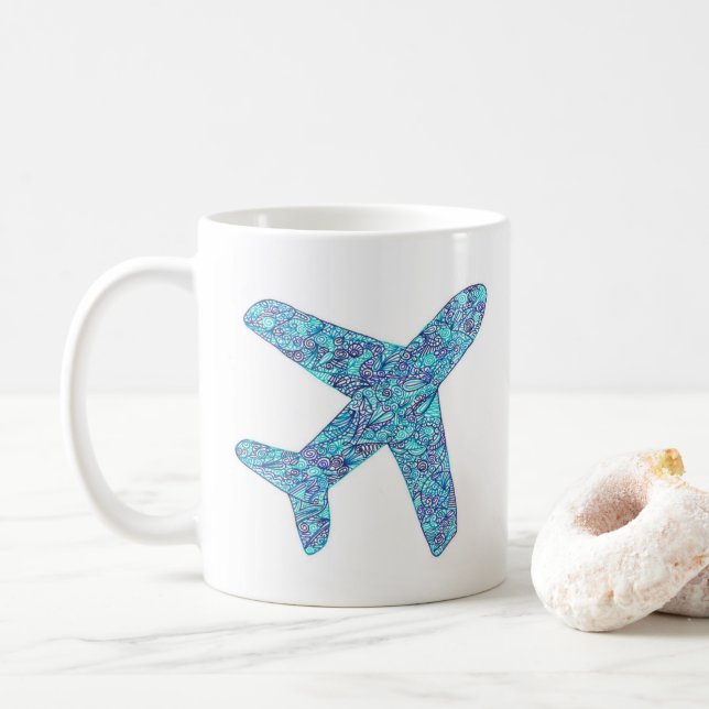 Phonetic Alphabet "Pilot" Airplane  Coffee Mug (With Donut)