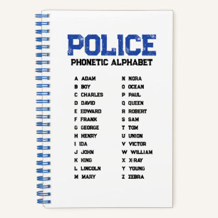 Phonetic Alphabet Police Spiral Notebook Blue