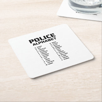 Phonetic Alphabet Police Square Paper Coaster
