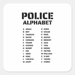 Phonetic Alphabet Police Square Sticker