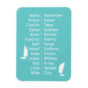Phonetic Alphabet Reminder With Sailing Boats Magnet