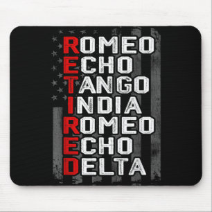 Phonetic Alphabet Retired Veteran American Flag Mi Mouse Pad