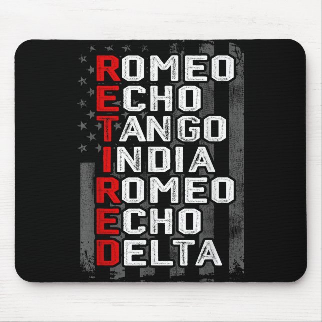 Phonetic Alphabet Retired Veteran American Flag Mi Mouse Pad (Front)