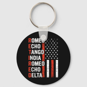 Phonetic Alphabet Retired Veteran Retirement Army  Keychain