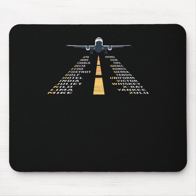 Phonetic Aphabet Pilot Cadet Airplane Gift Mouse Pad (Front)