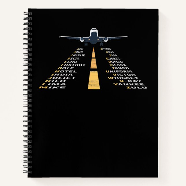 Phonetic Aphabet Pilot Cadet Airplane Gift Notebook (Front)
