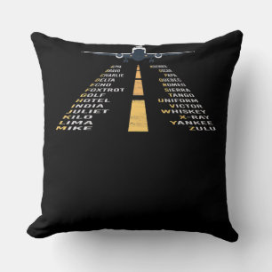 Phonetic Aphabet Pilot Cadet Airplane Gift Throw Pillow