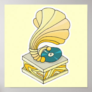 phonograph record player poster