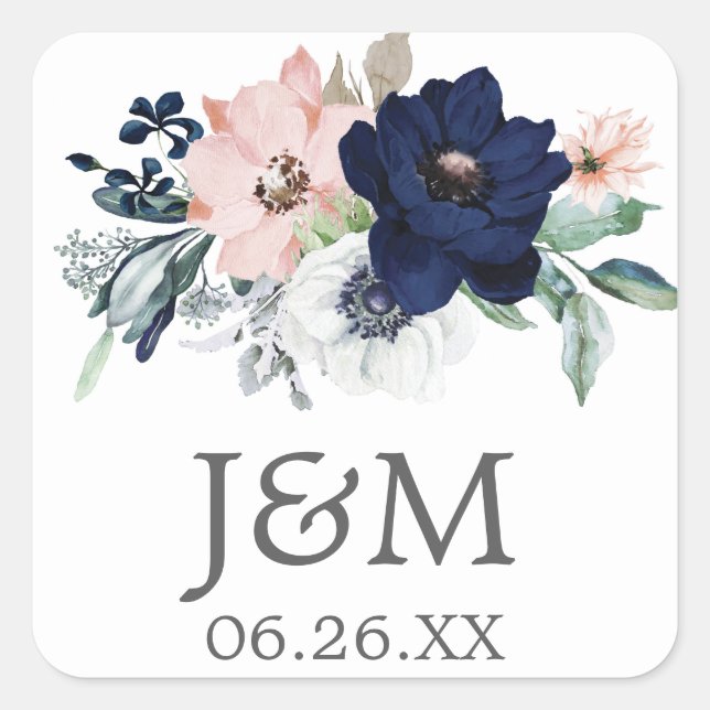 Phoques d'enveloppes Navy Blooms - Stickers Favori (Devant)