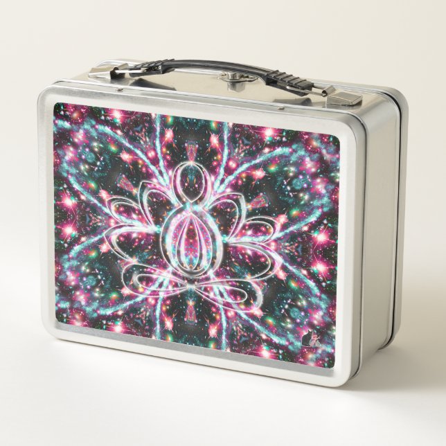 Phosphorescence Zen Lotus Metal Lunch Box (Back)