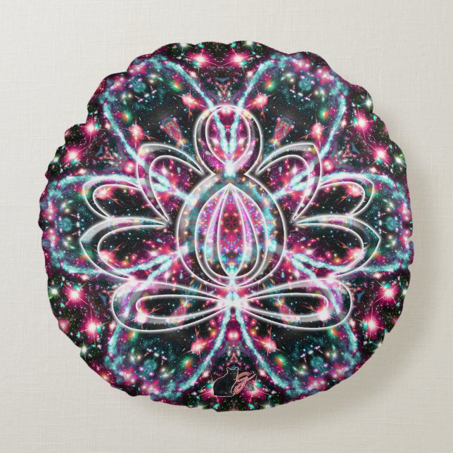 Phosphorescence Zen Lotus Round Pillow (Front)
