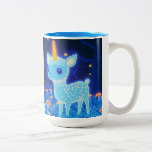 Phosphorescent Fawnicorn  Two-Tone Coffee Mug (Right)
