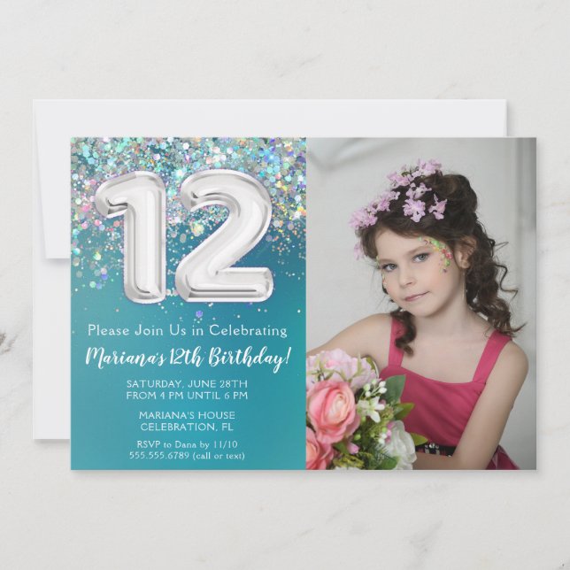 Photo 12e anniversaire Invitation Parties scintill (Devant)