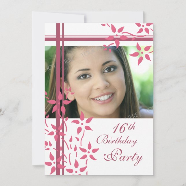 Photo 16th Birthday Party Invitations (Front)