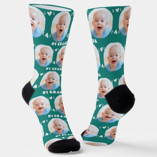 Photo #1 Grandpa Dark Teal Father's Day Socks (Angled)