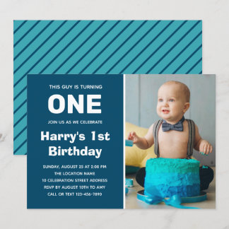 Photo 1st Birthday Invitation | Boy First Birthday
