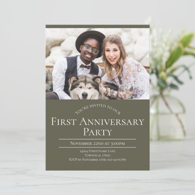 Photo 1st Wedding Anniversary Invitation (Standing Front)