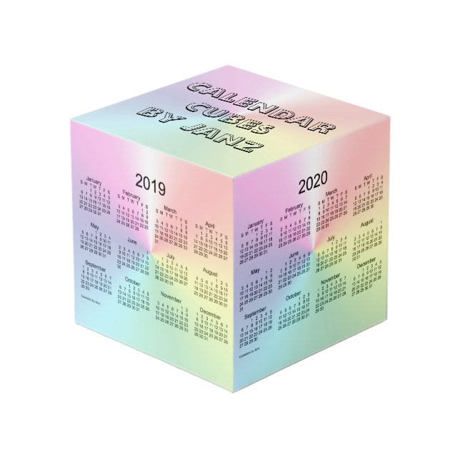 Photo 2019-2022 petit cube en calendrier de miroitement (Angle devant)