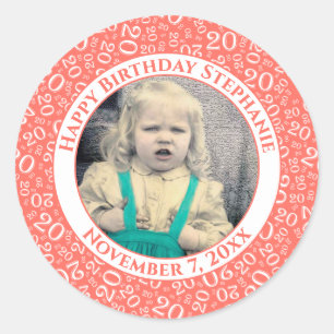 Photo   20th Random Number Pattern Black/White Classic Round Sticker