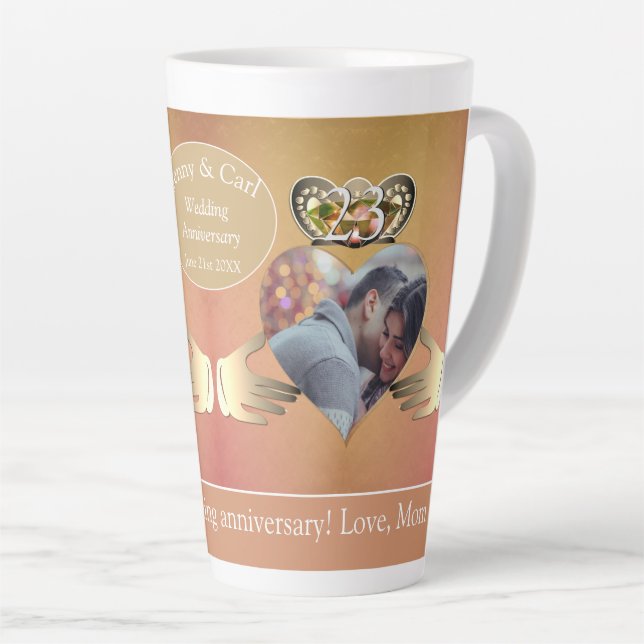 Photo 23rd Wedding Anniversary Topaz Claddagh  Lat Latte Mug (Right Angle)