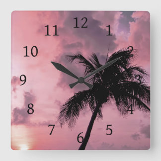 Photo 24 Palm Tree Square Wall Clock