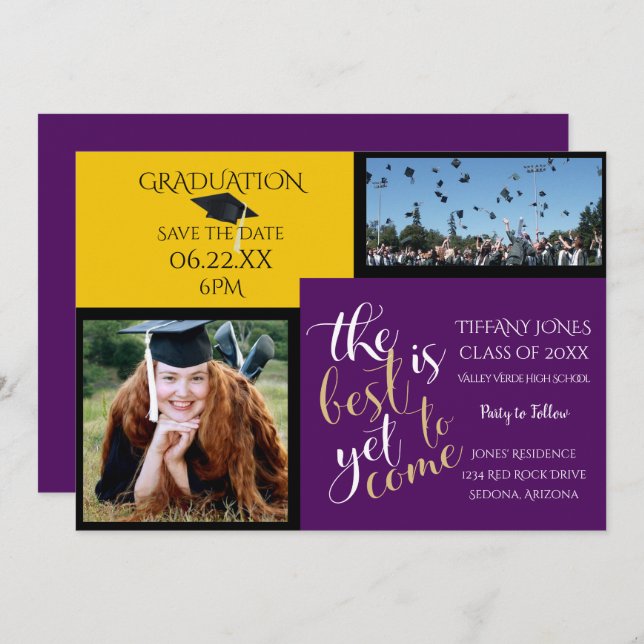 PHOTO 2 FRAME and CHOOSE YOUR COLOR Graduation Invitation (Front/Back)