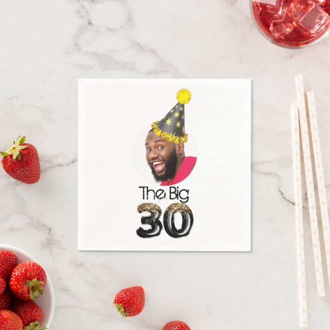 Photo 30th Birthday Modern Funny Napkin (Insitu)