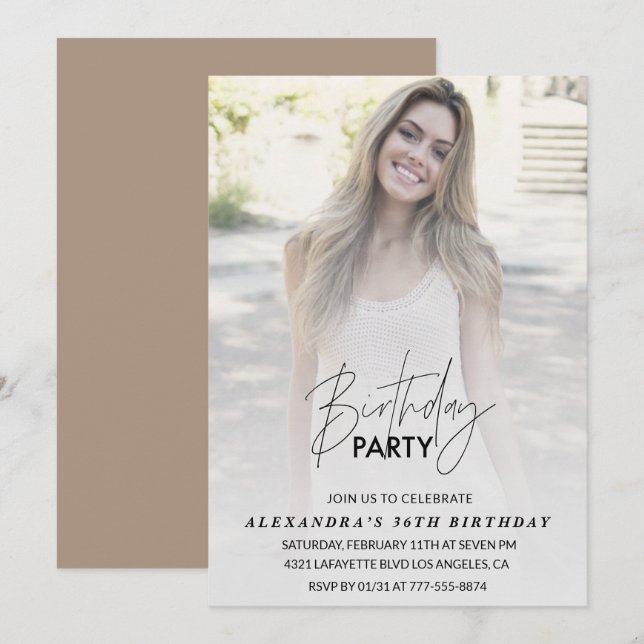 Photo 36th birthday invitation Birthday Party (Front/Back)
