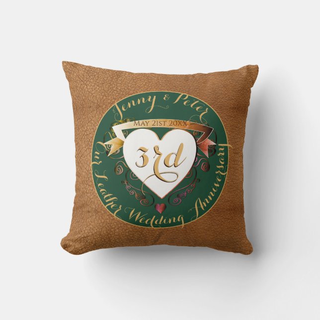 Photo 3rd Wedding Anniversary Leather Image  Throw Throw Pillow (Front)