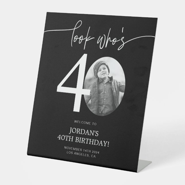 Photo 40th Birthday Welcome Sign | Look Who's 40 (Front)