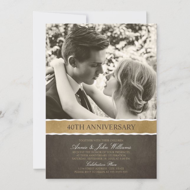 Photo 40th Wedding Anniversary Your Picture Here Invitation (Front)