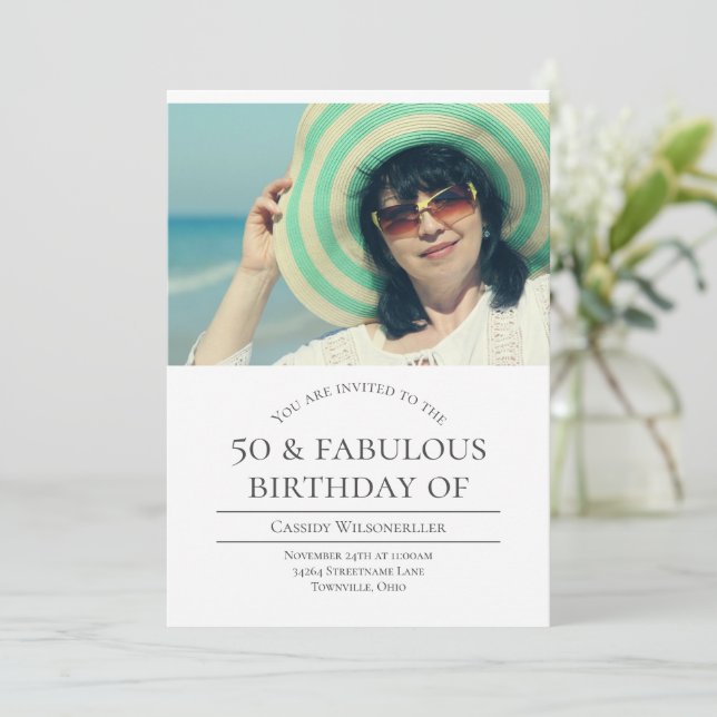 Photo 50 and Fabulous Birthday Invitation (Standing Front)