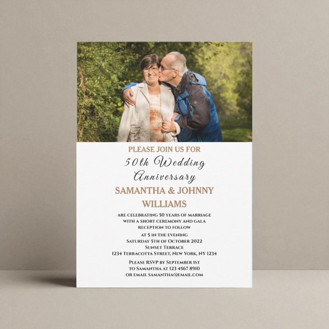 Photo 50th Wedding Anniversary Gold Invitation (Creator Uploaded)