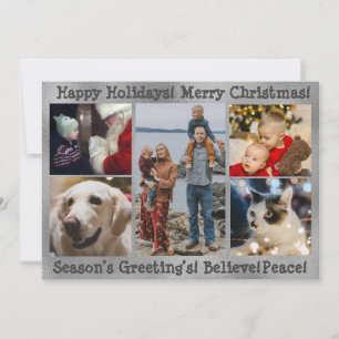 Photo 5 Merry Christmas Happy Holidays Collage Holiday Card