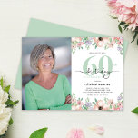 Photo 60th Birthday Party Pastel Floral  Invitation<br><div class="desc">This elegant 60th birthday invitation features space for a vertical photo and is accented with a soft pastel watercolor floral frame across the top and bottom. The design combines modern typography with trendy calligraphy,  creating a refined and stylish look—perfect for celebrating a special woman’s milestone birthday.</div>