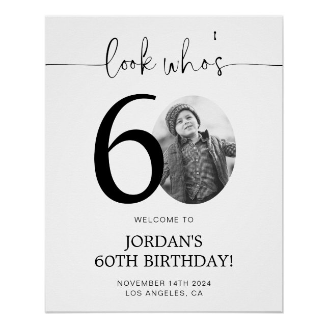 Photo 60th Birthday Welcome Sign | Look Who's 60 (Front)