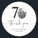 Photo 70th Birthday Thank You Classic Round Sticker<br><div class="desc">Add a personal touch to your party favors with this customizable 70th birthday sticker! Designed to make your milestone celebration extra special, this sticker allows you to add your own photo and personalize the text for a unique keepsake. Perfect for attaching to party favors, gift bags, or thank-you gifts, this...</div>